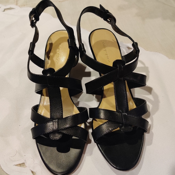 Easy Spirit Black Heeled Sandal Size 8.5w - Picture 3 of 5